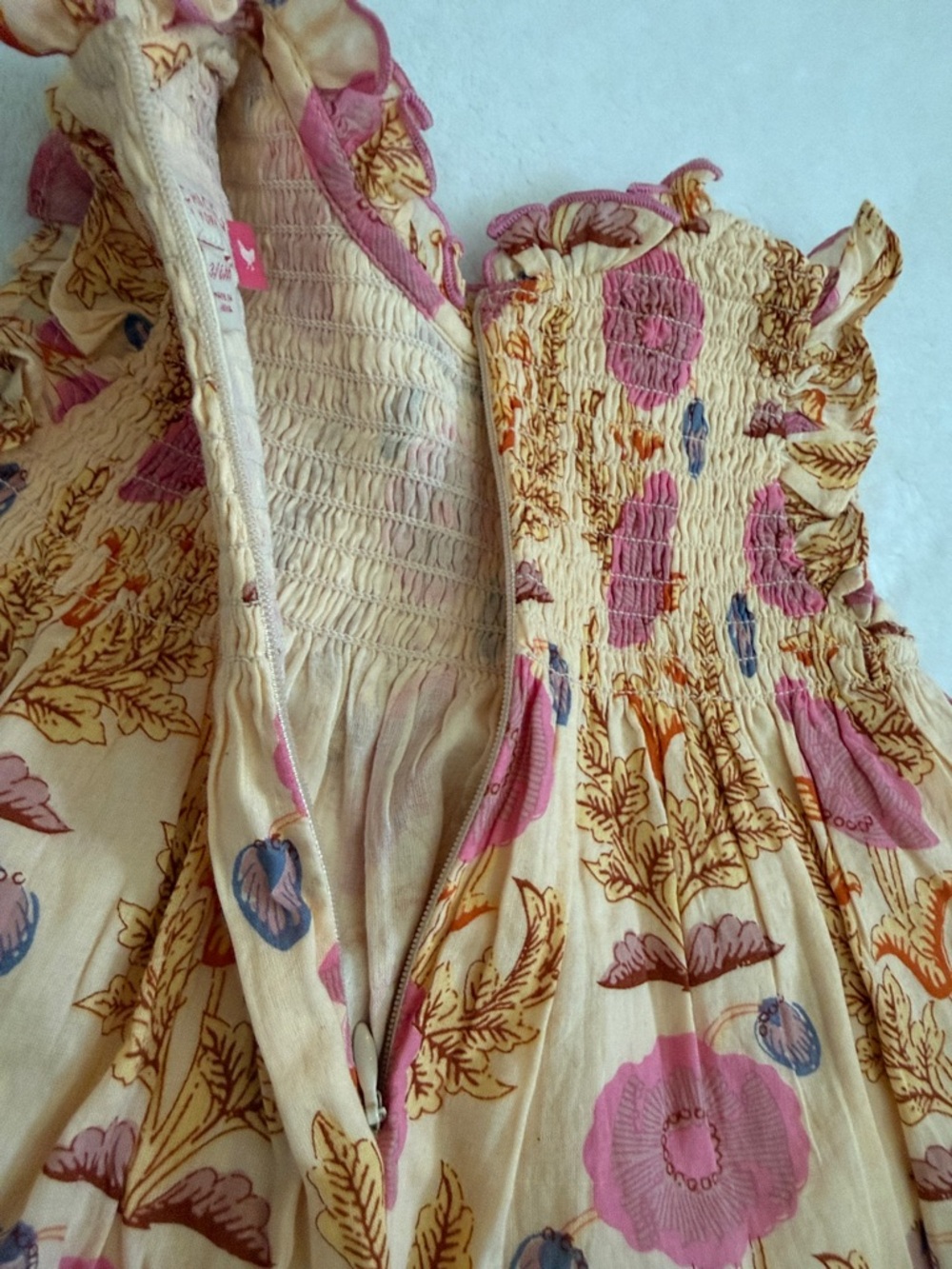 {NWT} Pink Chicken | Stevie Floral Smocked Boho Dress Set Purple Gilded (3/6M) - Picture 7 of 15